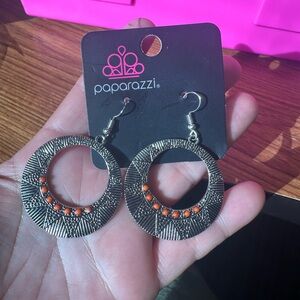 Burst of energy with Silver and Orange sun burst Earrings
